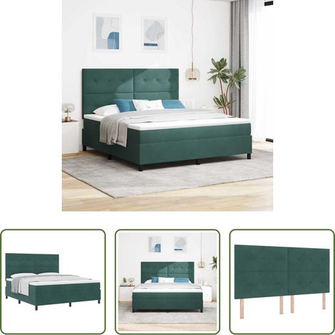 Holzrahmen -  Boxspringbett mit Matratze Dunkelgrün 180 x 200 cm Samt (1/5)