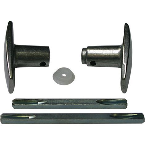 Duval – Bouton double laqué noir – Poignée de porte d'entrée à cylindre – Carré 6/7 – Kit universel avec serrage par vis pointeau