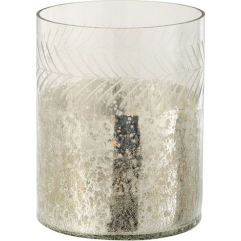 Photophore en Verre Déco "Craquelé" 20cm Argent (1/3)
