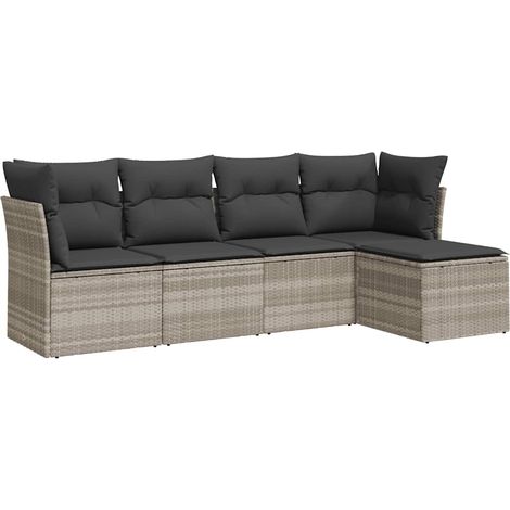 Maison Exclusive - Set Divano da Giardino 5pz con Cuscini Grigio Chiaro Polyrattan