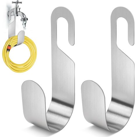 Lot de 2 Support de tuyau, Acier inoxydable 304, Capacité 30m, Charge 10kg, Pour jardin et robinet (1/5)