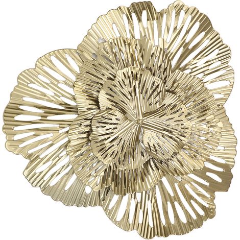 Décoration murale en métal, sculpture murale triangulaire moderne et élégante en fer représentant une fleur de ginkgo en 3D, idéale pour le salon, la chambre ou le hall d'entrée (Type B).
