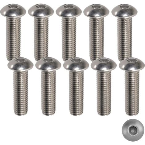 10x Vis métaux tête bombée hexagonal creux BHC M5x16mm acier inoxydable A2 filetage total (1/2)