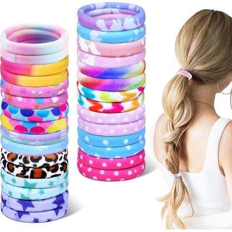 30 Pcs Elastique Cheveux, Élastiques à Cheveux Fille, Chouchou Cheveux Fille, Epais Sans Couture, Multicolores Hair Elastic Band pour Queue de Cheval Filles Bébé Enfants Femme (1/5)