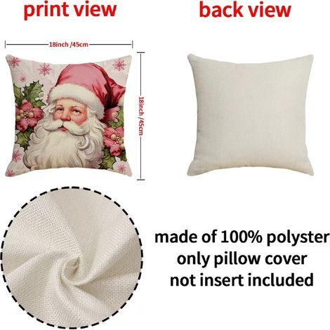 Rosa Weihnachtskissenbezug, 45,72 x 45,72 cm, Weihnachtsdekoration, für den Innen- und Außenbereich, Winterkissenbezug, Partydekoration, Sofakissenbezug für Zuhause. (1/5)