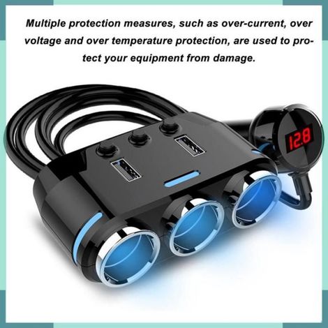 répartiteur allume-cigare à 3 prises Adaptateur Allume-cigare à 3 Prises avec Charge Rapide pour Voitures, auto chargeur (1/5)