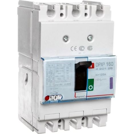 Disjoncteur magnétothermique DPX³160 pouvoir de coupure 50kA 400V - 3P - 125A - LEGRAND