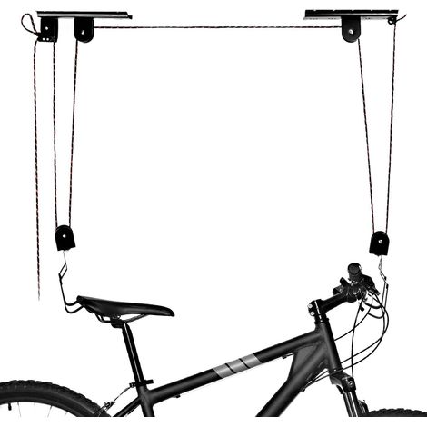 Ascenseur à vélo, Jusqu’à 68 kg, pour Plafond avec câble, Garage et Cave, kayak, élévateur de vélo,, Noir