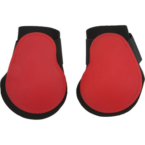 Horse tendon boots, 2 pieces, PU shell support for equestrian performance competition, training, red hind legs M (1/5)