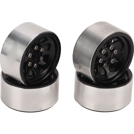 4 Pièces Jantes Métalliques Noires Universelles pour Voiture RC, 1 Pouce, Léger, Amélioration et Remplacement (1/5)