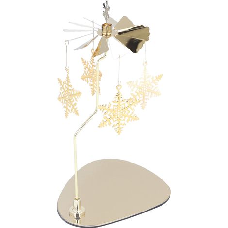 Bougeoir rond triangulaire style romantique européen en acier inoxydable, carillon éolien rotatif pour aromathérapie, bougeoir flocon de neige (1/5)