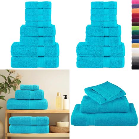 8 tlg. Premium-Handtuch-Set SOLUND Türkis 600 g/m² - Baumwolle - Badetuch (1/5)