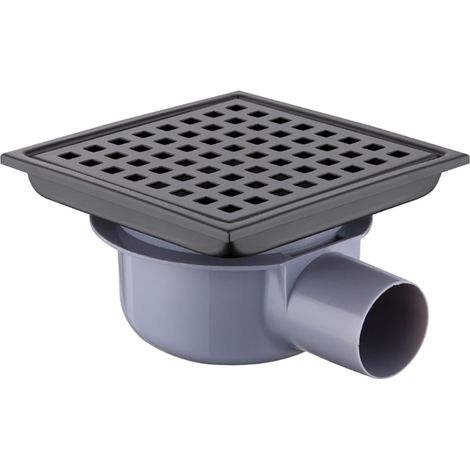 Bonde de douche carrée lot de 1 15 x 15 cm noire avec siphon rotatif à 360 degrés anti odeur double filtration et grille dissimulée pour installation sur carrelage salle de bains (1/5)
