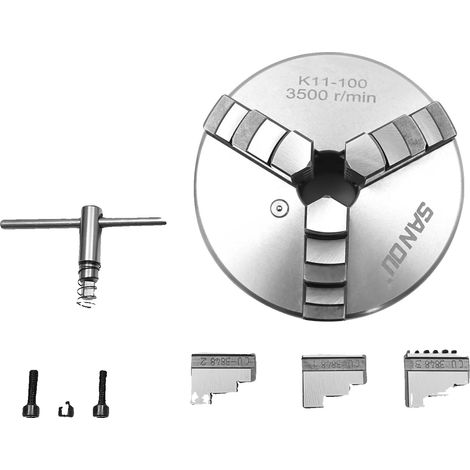 Mandrin auto-centrant à 3 mors, construction durable, haute précision, 100mm (1/2)
