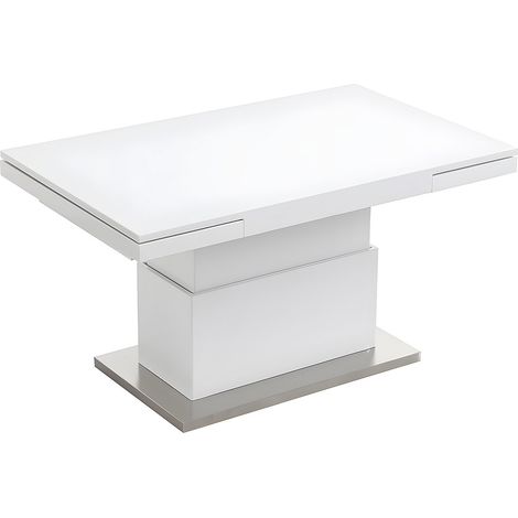 Tavolino 2 in 1 Sollevabile ed estensibile MDF laccato Bianco LAURIA (1/4)