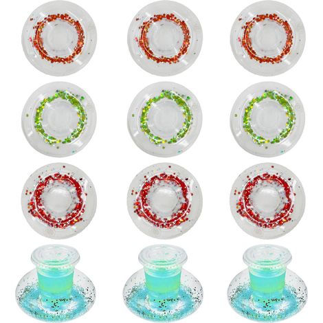 Lot de 12 porte-gobelets gonflables, sous-verres flottants à confettis pour fêtes à la piscine