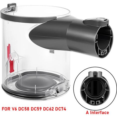 (V6 DC59 DC62 DC74) Pièce de rechange pour bac à poussière compatible avec les aspirateurs légers : joint d'étanchéité du réservoir à poussière et couvercle de base. (1/4)