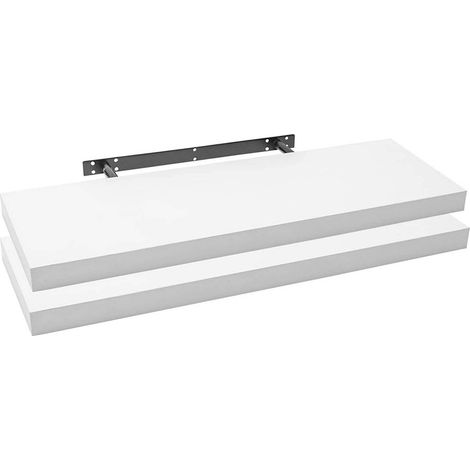 Set da 2 mensole a muro bianche dallo stile moderno disponibili in varie misure dimensioni : 100x22.9x3.8cm (1/4)