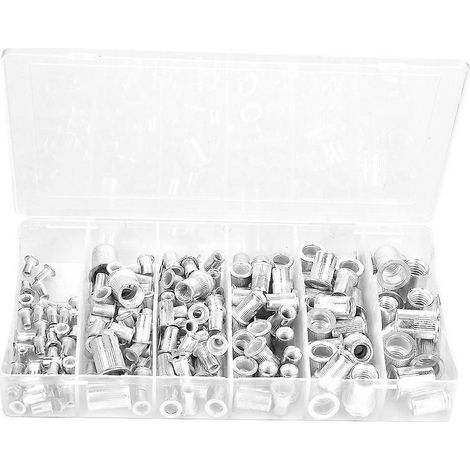 190-teiliges Nietmuttern-Set aus Aluminium, Flachkopf-Gewindemuttern M3 M4 M5 M6 M8 M10