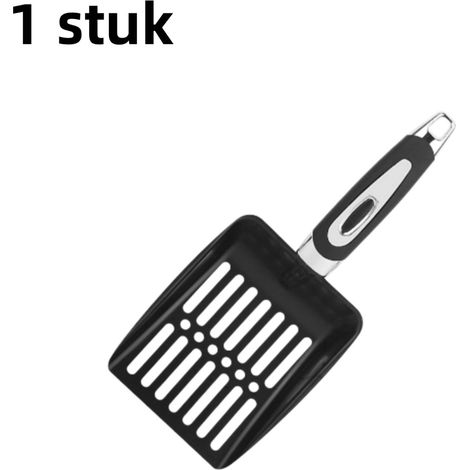 pelle à litière pour chat - Pelle à tamis robuste - Convient à tous types de litière - Hygiénique et durable - Noire (1/5)
