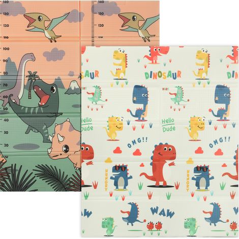 Dinosaur-med Baby Plat Mat Double Sided, Foldable, Water-Resistant for Outdoor/Indoor, 177 x 146 x 1.5cm (1/5)