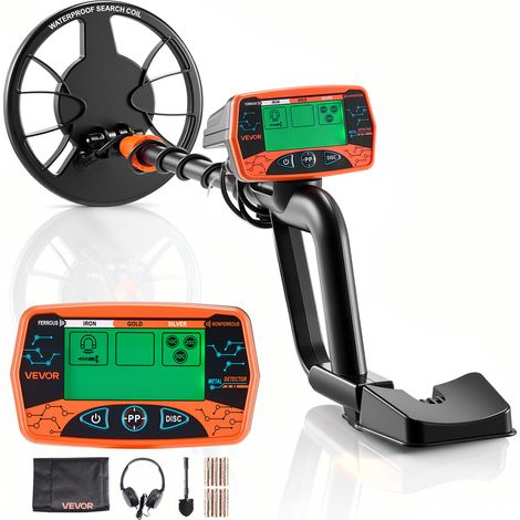VEVOR Detector de Metales 203,2 mm Pantalla de Detección Bobina de Búsqueda de 203,2 mm Impermeable IP68 Detector para Metales para Adultos 3 Modos con Auriculares para Exploración de Monedas, Oro (1/5)