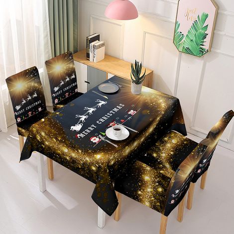 Nappe de Noël de haute qualité, 4 housses de chaise + nappe 14 (1/5)
