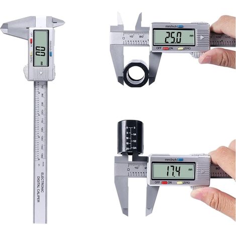 Micromètre Pied À Coulisse Numérique 150 Mm/6 Pouces, Micromètre Électronique En Fibre De Carbone Avec Grand Écran LCD, Pachymètre For Outil De Mesure Domestique/de Bricolage (1/5)
