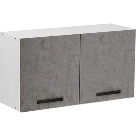 Zementgrauer Überbau-Oberschrank mit 2 Küchentüren Cm 90x32xh49