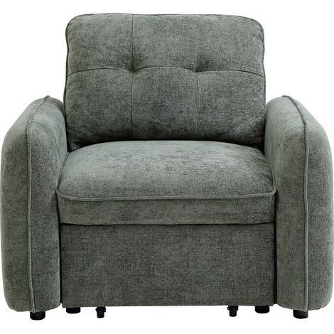 Fauteuil convertible en tissu texturé vert POBAVA (1/4)