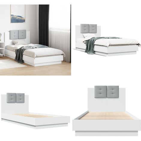 Cadre de lit sans matelas blanc 90x190 cm - Lit Double - Cadre De Lit - Literie - Meuble Chambre - Design Moderne - Home & Living (1/5)
