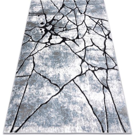 Modern Teppich COZY 8873 Cracks, gerissener Beton- Strukturell zwei Ebenen aus Vlies hellgrau / blau blue 80x150 cm