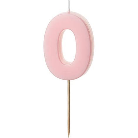 Geburtstagskerze Zahl 0, rosa, 5,5cm (1/3)