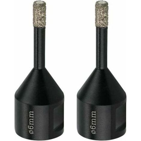 Forets à Carrelage 6 mm M14 Foret Diamant Carrelage Grès Cérame Marbre - Scie cloche Diamant, 2x Forets Trépan Diamant à sec pour Meuleuse d'angle (Noir ) (1/4)