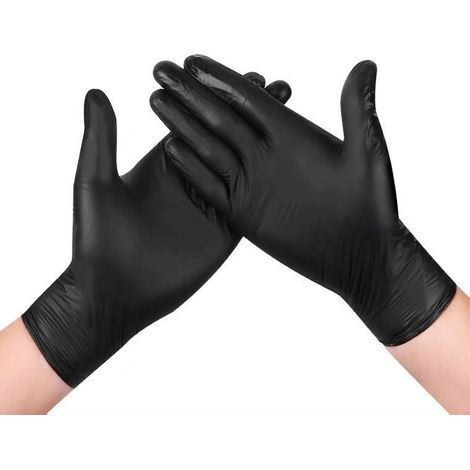 Black 100 Pack Disposable Nitrile Gloves, Latex Free, Powder Free, for Mechanic, Automotive, Cleanin (1/5)
