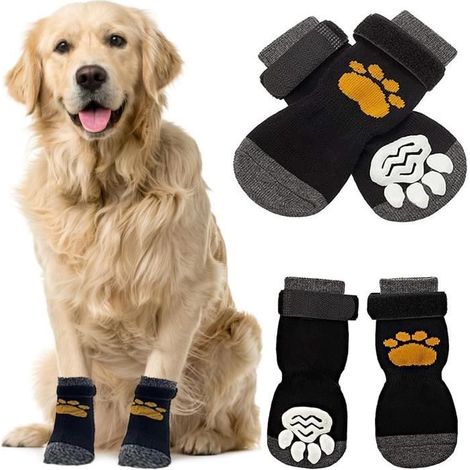 KLVGTIFS PU2 Paires de Chaussettes Antidérapantes pour Chien - Bottes de Chien - Taille L - Noir (1/4)