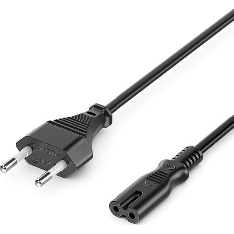 2m Câble D’Alimentation Secteur Prise Type C Euro vers Connecteur C7 Euro - Câble électrique pour TV Blu-Ray Appareils Ménagers Blocs D’Alimentation - Noir (1/5)