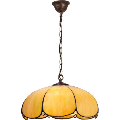 Plafonnier Tiffany moyen avec chaîne diamètre 30 cm Série Virginia