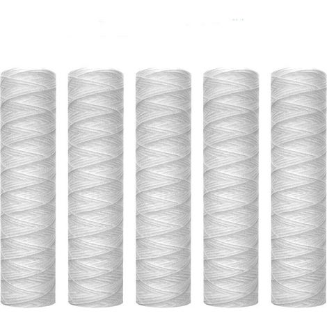 Cartouche de filtre à eau pour sédiments enroulés de 20 micron, paquet de 5, pour filtration de sédiments dans toute la maison de 10 pouces x 2,5 pouces, (1/5)