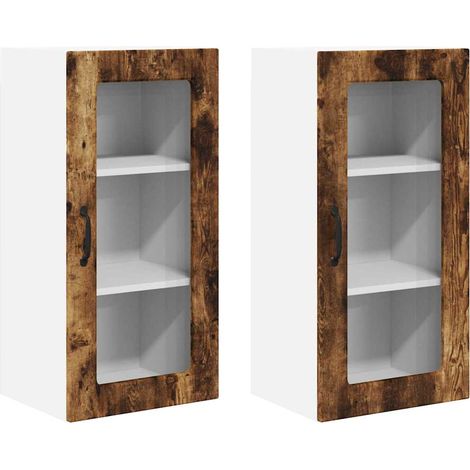 Meubles de Rangement,Armoire de cuisine 2 pcs Chêne fumé 40 x 31 x 80 cm CFW807016 (1/5)