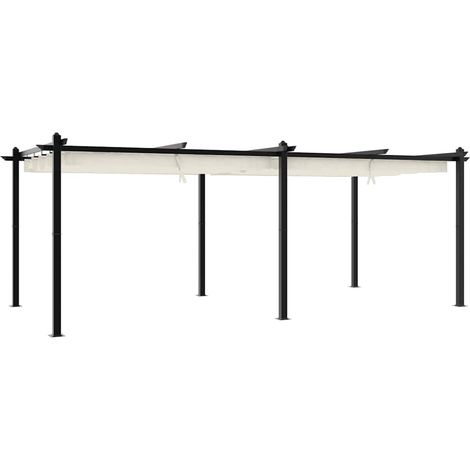 vidaXL Cenador de jardín con techo retráctil aluminio crema 3x6 m (1/2)