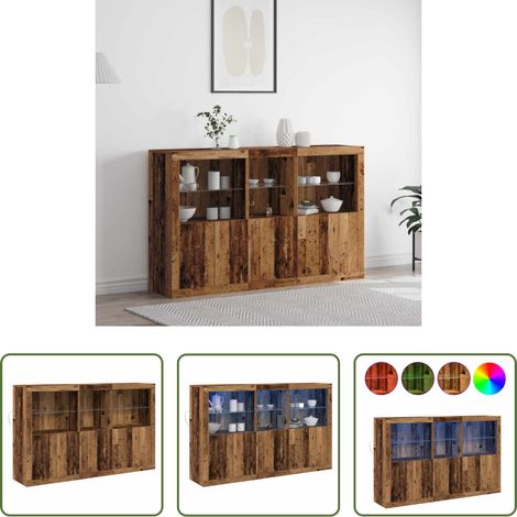 Holzwerkstoff - LED-Sideboard Altholz 162 x 37 x 100 cm Holzwerkstoff (1/5)