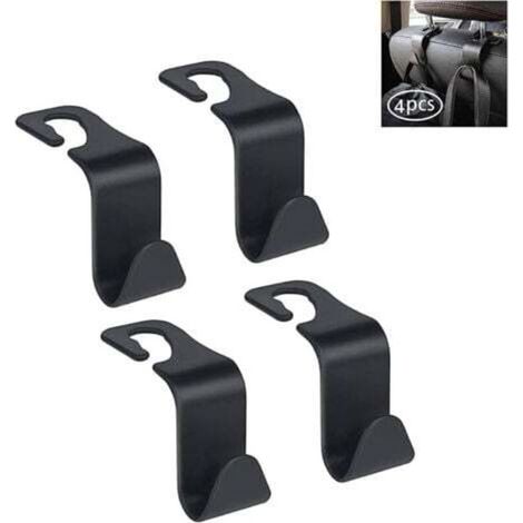Pack of 4 (black) car seat headrest hooks - car hanger storage organizer bag hooks for handbags, purses, coats, umbrellas, grocery bags