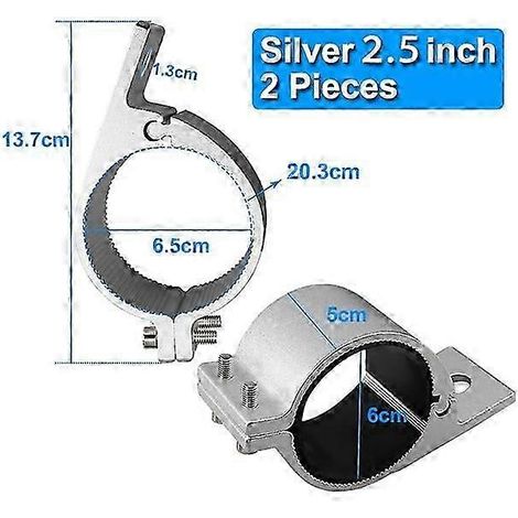 Support de fixation pour barre lumineuse LED, feu de travail, tube, porte-bagages, arceau de sécurité, pare-chocs, pour bateau, camion, quad, moto, vélo (2,5 pouces, argent) (1/5)