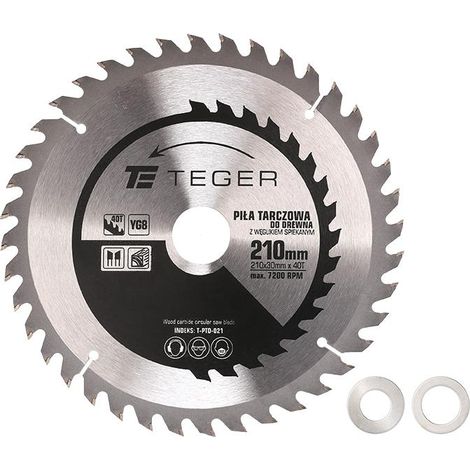 Lame de scie à bois Teger 210 x 30 mm, 40 dents, à pointes en carbure - ATB, 1,4/2,4 mm, 7 200 tr/min (1/3)