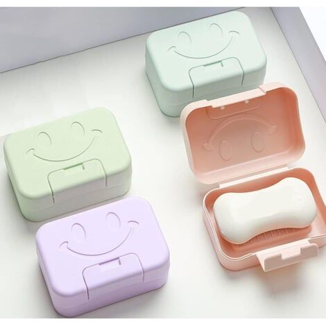 4 Pack Boîte à Savon Portable de Voyage avec Couvercle Porte-Savon Étanche et Scellé pour la Maison, Salle de Bain, Randonnée, Voyage, Camping et Autres activités de Plein air(4 Couleurs) (1/5)