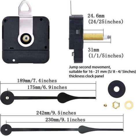 Aiguilles Horloge - Mouvement Quartz Tige Longue - Pour Horloge Murale DIY - Lot de 3 Pièces (1/4)