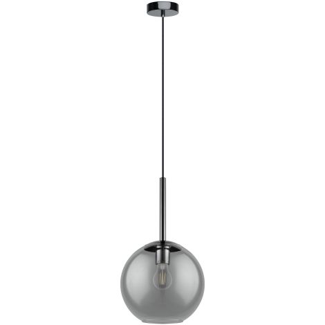 Lampada a Sospensione Moderna Tindari Metallo Vetro Nero Fumé 1 Luce E27
