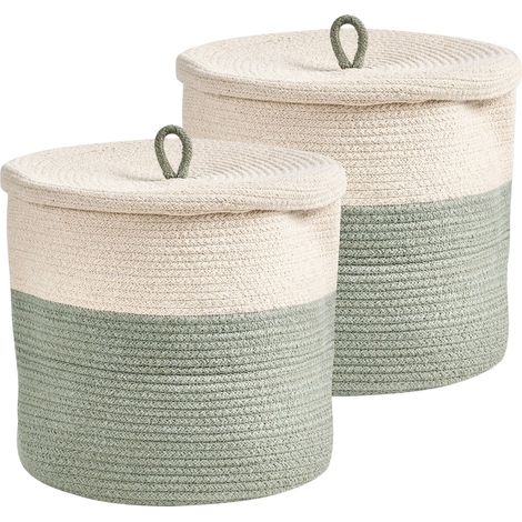 Cesto portaoggetti singolo in cotone stile boho Silopi bianco sporco