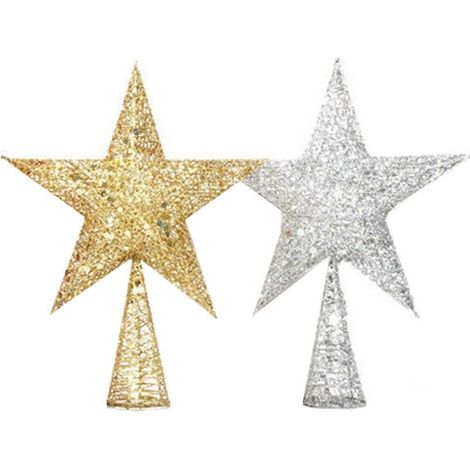 Lot de 2 pentagrammes de Noël en fer forgé, décorations pour sapin et étoiles.-15x10cm (1/3)